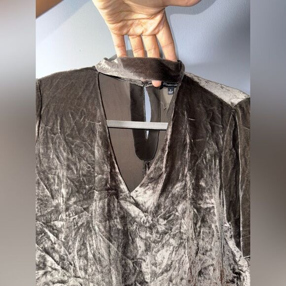 Madewell Women's Large Velvet Cutout Short Sleeve Blouse Size Small EUC - Picture 4 of 10